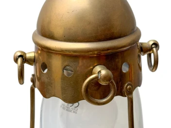 Arts & Crafts Brass Pendant with Glass Shade, 1900s